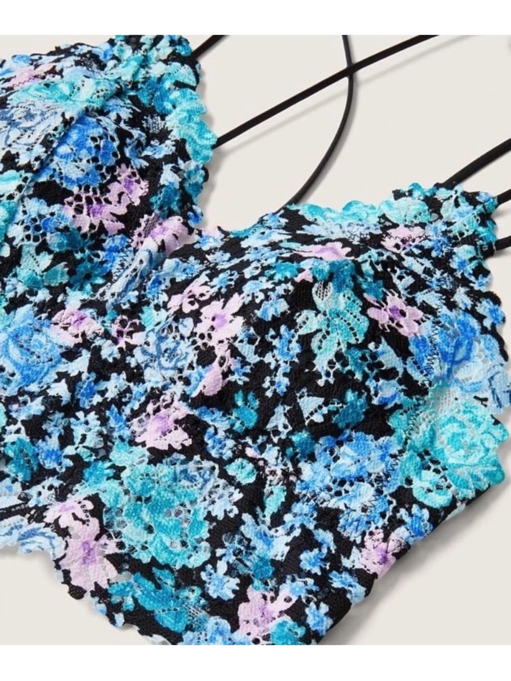 NWT Victoria’s Secret Pink longline lace Bralette Strappy floral lace XL sexy